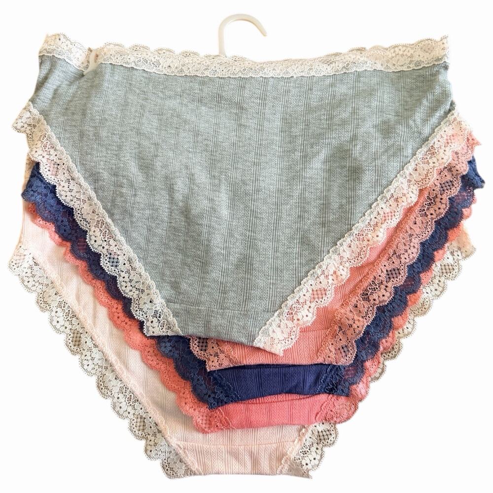 Laura Ashley Super Soft Lace Trim Bikini Panties 5-Pack Large Rayon & Spandex - Picture 4 of 5